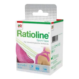 Ratioline sporta lente 5 cmx5 m rozā, 1 gab