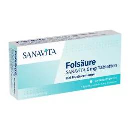 FOLSÄURE SANAVITA 5 mg tabletes, 20 gab