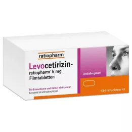 LEVOCETIRIZIN-ratiopharm 5 mg apvalkotās tabletes, 100 gab