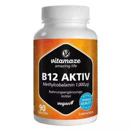 B12 AKTIV 1000 µg vegānas tabletes, 90 gab
