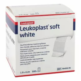 LEUKOPLAST mīksti balti injekcijas plāksteri, 19x40 mm, 500 gab