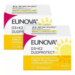 EUNOVA DuoProtect D3+K2 1000 SV/80 μg kapsulas, 2x90 gab