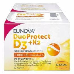 EUNOVA DuoProtect D3+K2 2000 SV/80 μg kapsulu kombinācija, 2x90 gab