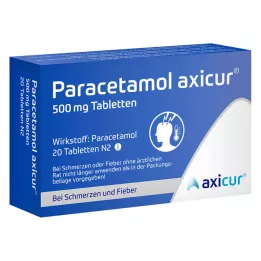 PARACETAMOL axicur 500 mg tabletes, 20 gab