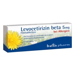 Levocetirizine beta 5 mg apvalkotās tabletes (6 gab.)