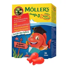 MÖLLERS Omega-3 Jelly Fish Zemeņu košļājamās tabletes, 36 gab