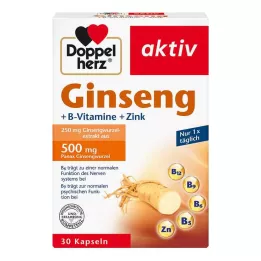DOPPELHERZ Žeņšeņs 250 + B vitamīni + cinka kapsulas, 30 gab