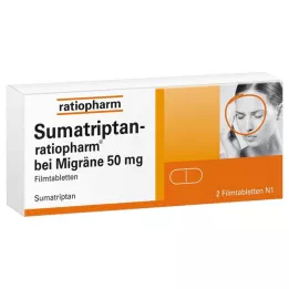 SUMATRIPTAN-ratiopharm pret migrēnu 50 mg apvalkotās tabletes, 2 gab