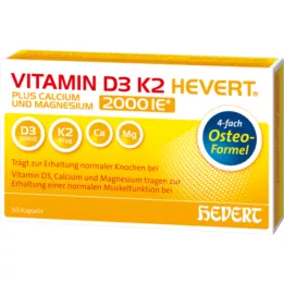VITAMIN D3 K2 Hevert plus Ca Mg 2000 SV/2 kapsulas, 60 gab