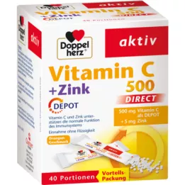DOPPELHERZ C vitamīns 500+cinka depo DIRECT granulas, 40 gab