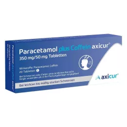 PARACETAMOL plus Caffeine axicur 350 mg/50 mg Tabl., 20 gab