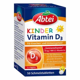 Abbey bērnu D3 vitamīna kušanas tabletes, 50 gab