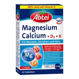 Abbey Magnesium Calcium + D + K tabletes, 42 gab
