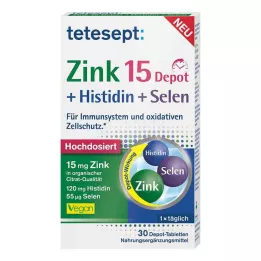 TETESEPT Cinks 15 Depot+Histidīns+Selēns apvalkotās tabletes, 30 gab