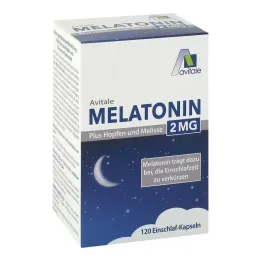 Melatonīns 2 mg plus apiņu un melisas kapsulas, 120 gab