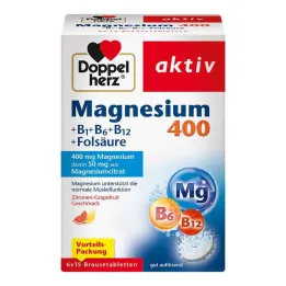 Doppelherz Magnesium 400+B1+B6+B12+Folskābe putojošās tabletes, 6x15 gab
