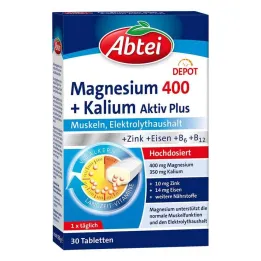 Abbey Magnesium 400 + Potassium Tabletes, 30 gab