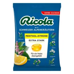 Ricola bez cukura maisiņa mentola citrona īpaši stiprs, 75 g