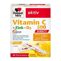 DOPPELHERZ C vitamīns 500+Cinks+D3 Depo DIRECT Pel., 40 gab