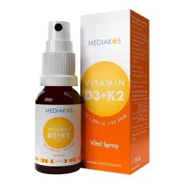 Vitamīns D3 + K2 1000 SV 20 µg Mediakos Vital Spray, 20 ml