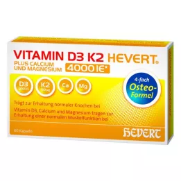 VITAMIN D3 K2 Hevert plus Ca Mg 4000 IE/2 kapsulas, 60 gab