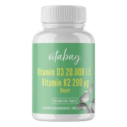 Vitamīns D3 Depo 20 000 SV + K2 vitamīns 200 mg tabletes (180 gab.)