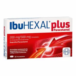 IbuHEXAL plus paracetamols 200 mg/500 mg apvalkotās tabletes, 10 gab