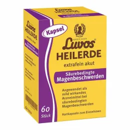 Luvos dziedinošo mālu īpaši smalkas akūtu skābju izraisītu kuņģa problēmu kapsulas, 60 gab