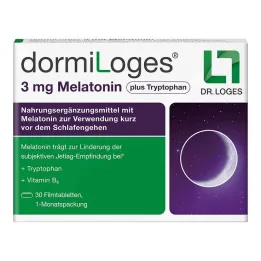 Dormiloges 3 mg melatonīna plus triptofāna apvalkotās tabletes, 30 gab