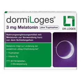 Dormiloges 3 mg melatonīna plus triptofāna apvalkotās tabletes, 60 gab