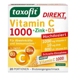 Taxofit Vitamīns C 1000 + Cinks + D3 Direct Granules, 20 gab