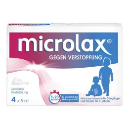 Microlax taisnās zarnas šķīduma klizmas ar īsu caurules kakliņu, 4 gab