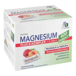 Magnija 400 + B kompleksa tiešā persiku marakujas granulu nūjiņas, 100x2,5 g