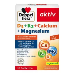 Doppelherz D3 + K2 + Calcium + Magnesium tabletes, 30 gab