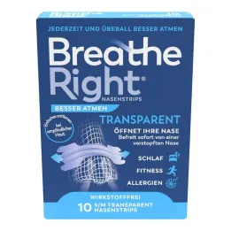 Elpojiet labāk Breathe Right deguna plāksteri normāli caurspīdīgi, 10 gab