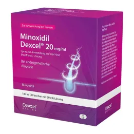 Minoxidil Dexcel 20 mg/ml aerosols lietošanai uz galvas ādas, 3x60 ml