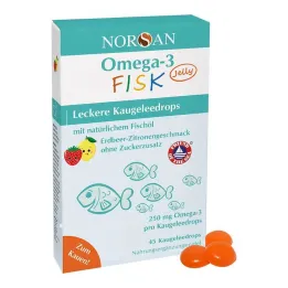 Norsan Omega-3 Fisk Jelly bērnu dražejas, 45 gab