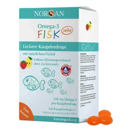 Norsan Omega-3 Fisk Jelly bērnu dražejas, 120 gab