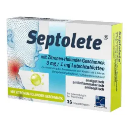 Septolete ar citronu-plūškoka garšu 3 mg/1 mg pastilas, 16 gab