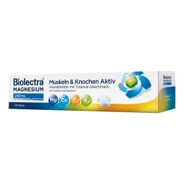 Biolectra Magnesium 250 mg Muscles &amp; Bones Active košļājamās tabletes, 30 gab
