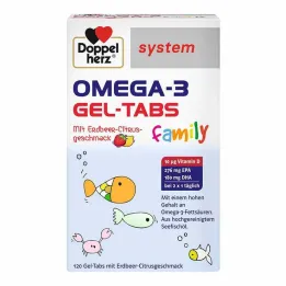 Doppelherz Omega-3 Gel-Tabs ģimene Strawberry Citrus sistēma, 120 gab