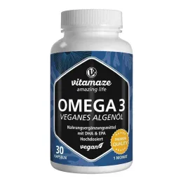 Omega-3 vegānu aļģu eļļas lielas devas kapsulas, 30 gab
