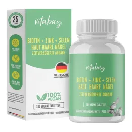 Biotīns + Cinks + Selēns Āda + Mati + Nagi vegānas tabletes, 180 gab