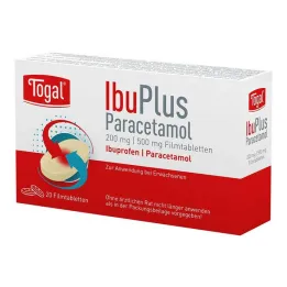 Togal Ibuplus paracetamola 200 mg/500 mg apvalkotās tabletes, 20 tabletes