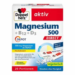 Doppelherz Magnesium 500 + B12 + D3 Depot Direct Granulas, 20 gab