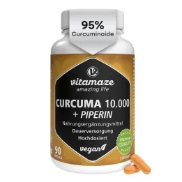 Kurkuma 10 000 + piperine lielas devas vegānu kapsulas, 90 gab