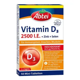 Abbey Vitamin D3 2500 SV Mini Tabletes, 50 gab