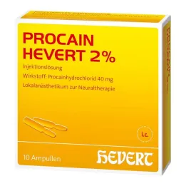 Procaine Hevert 2% šķīdums injekcijām ampulas, 10x2 ml