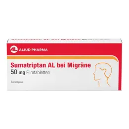 Sumatriptāns AL migrēnas ārstēšanai 50 mg apvalkotās tabletes, 2 gab