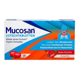 Mucosan pastilas sarkanie augļi, 16 gab